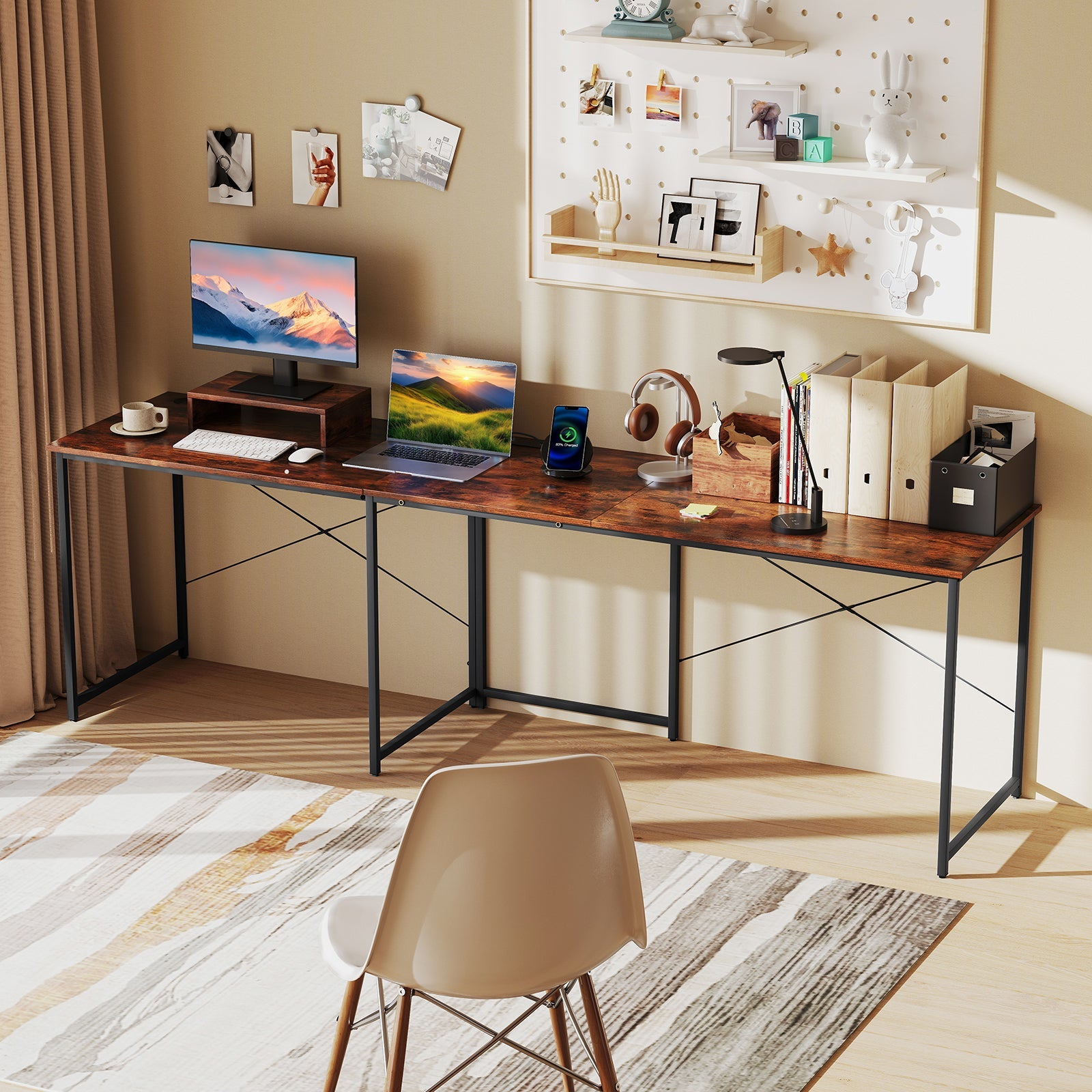 L-Shaped Computer Desk with Power Outlets