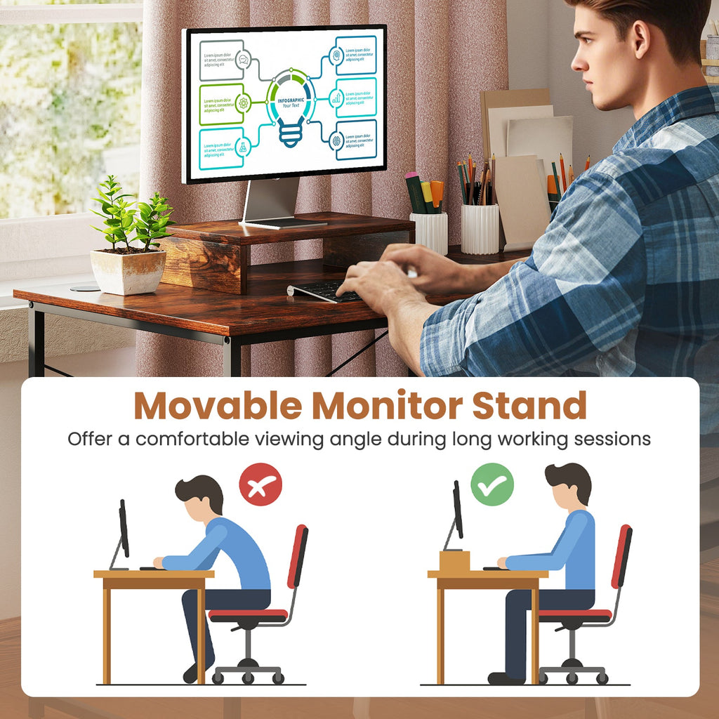 L-Shaped Computer Desk with Power Outlets