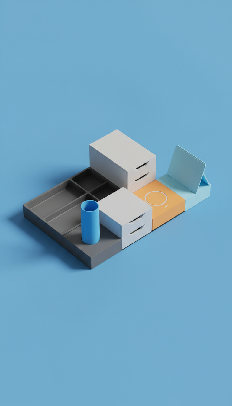 Modular Desktop Organizer with Sliding Trays