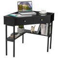 Corner Desk with 2 Drawers, 90° Triangle Corner Computer Desk for Small Space