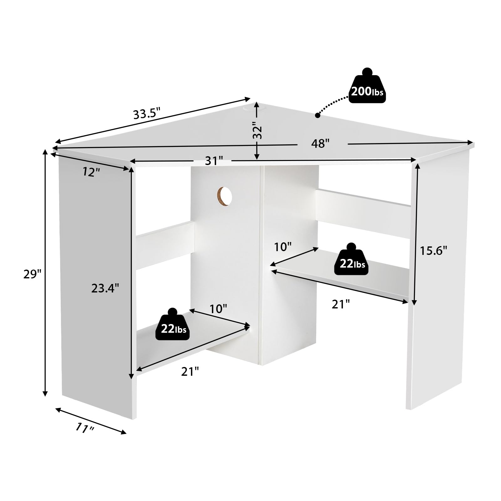 Tangkula Corner Desk, 90 Degrees Triangle Corner Computer Desk for Small Space