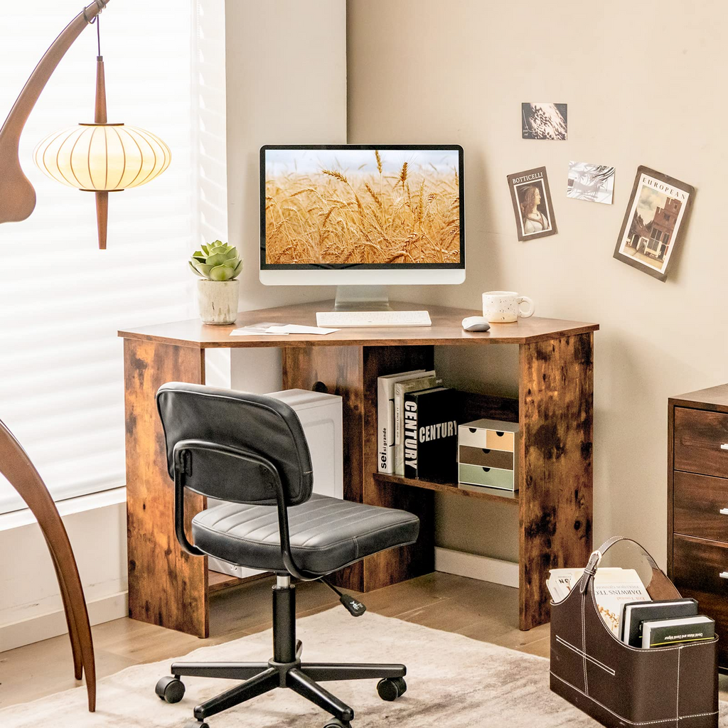 Tangkula Corner Desk, 90 Degrees Triangle Corner Computer Desk for Small Space